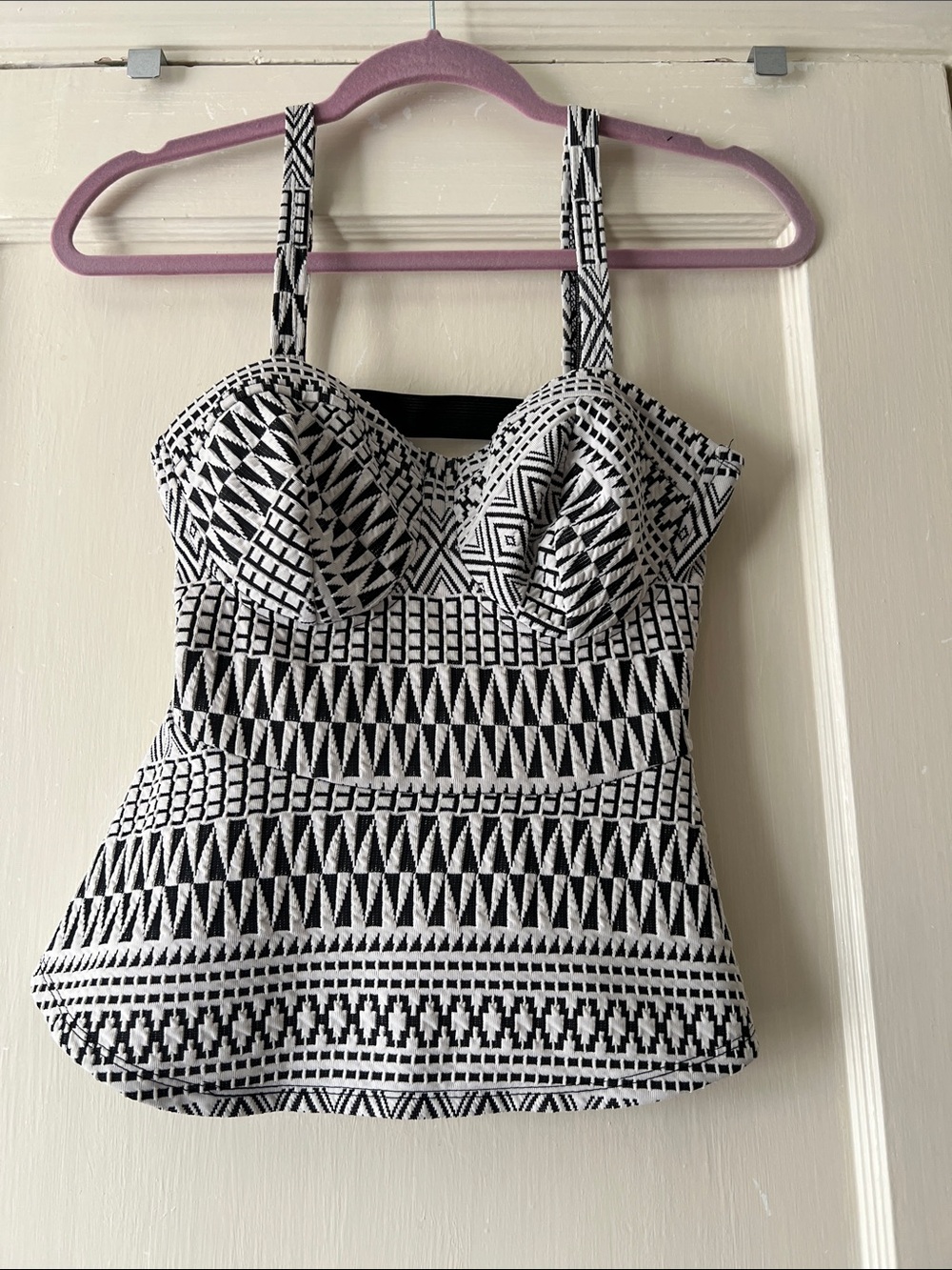 Studio Y Black & White Geometric Bustier Camisole